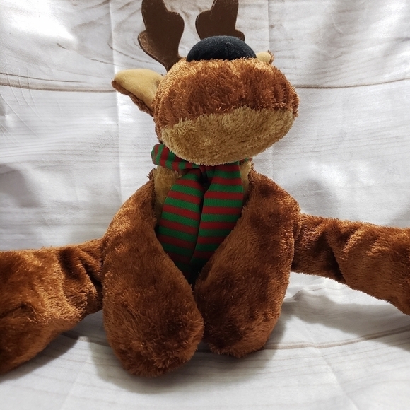Hallmark Rodney Reindeer Plush Stuffed Animal Red Green Striped Scarf 10 Inch - Picture 3 of 8